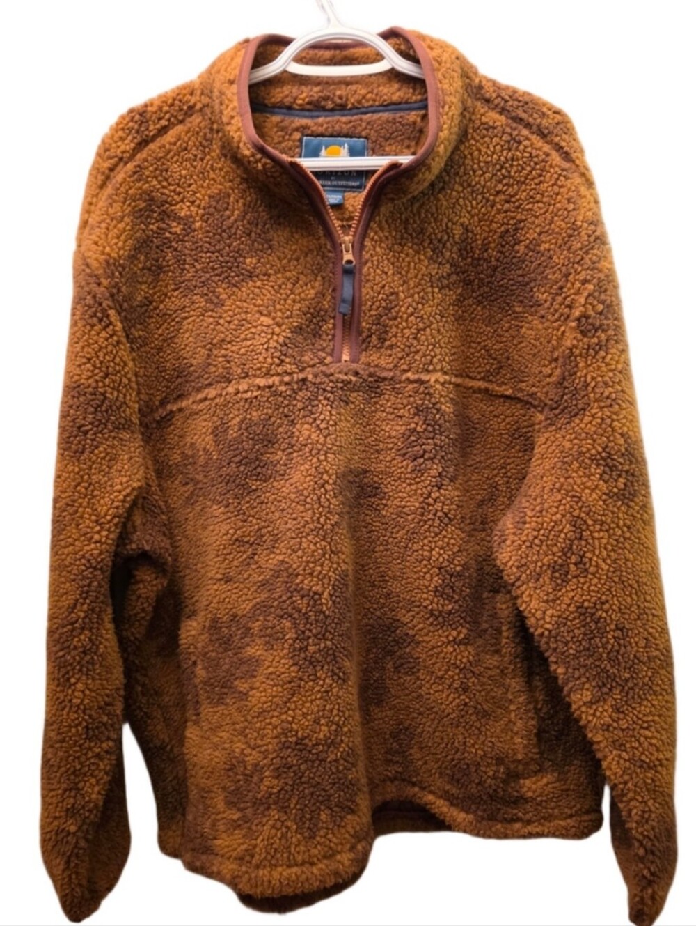Bass Creek Outfitters Horizon Brown Sherpa Fleece Quarter Zip Pullover XXL